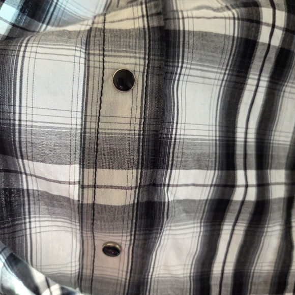 Lammie' Cowgirl Collection Black and White Button Down Plaid Shirt Size L - Picture 3 of 6